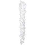 Carnaval verkleed boa met veren - wit/zilver - 180 cm - 50 gram - Glitter and Glamour - Verkleed boa