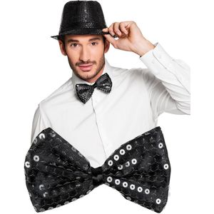 Boland - Vlinderdas Pailletten Spangles voor volwassenen, Zwart, One Size, 53122