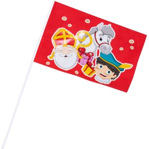 Boland - Zwaaivlag Sinterklaas - Rood - Sint & Piet - 25 cm
