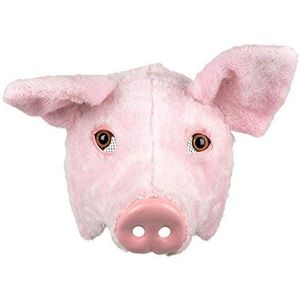 Roze varken dieren verkleedmasker - pluche - volwassenen - Horror/halloween - carnaval - half gezich