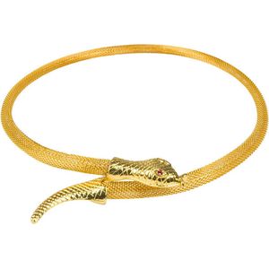 Boland 64330 - halsketting slang van de Nijl, 1 stuk, eenheidsmaat, gouden ketting met rode strasssteen, modesieraden, Egypte, Cleopatra, accessoire, verkleding, kostuum, carnaval, themafeest