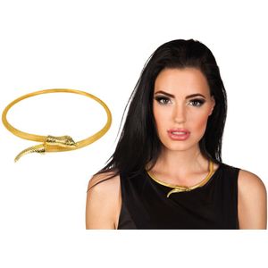 Boland 64330 - halsketting slang van de Nijl, 1 stuk, eenheidsmaat, gouden ketting met rode strasssteen, modesieraden, Egypte, Cleopatra, accessoire, verkleding, kostuum, carnaval, themafeest