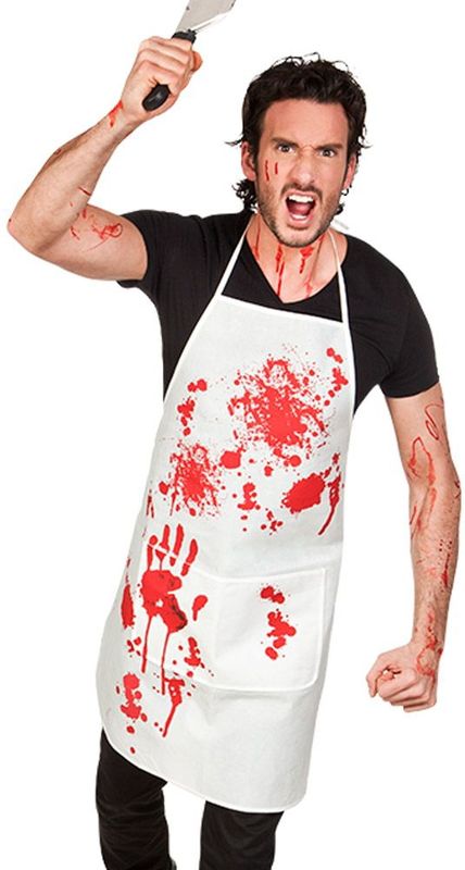 Schort - Bloody - Wit met Bloedspatten - Unisex