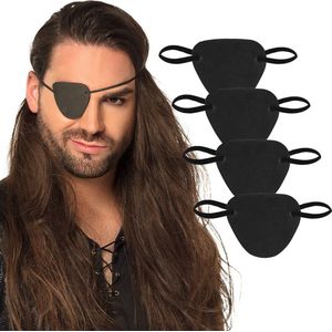 Boland - Set 4 Ooglapjes Piraat - Zwart - Unisex
