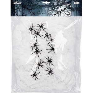 Boland - Spinrag 250 g wit met spinnen Wit - Horror - Horror