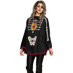 Boland - Poncho Day of the Dead - Volwassenen - Halloween Verkleedkleding - Skelet - 100% Polyester