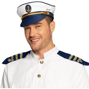 Carnaval/verkleed Kapiteins pet voor volwassenen - Wit - Verkleedkleding hoeden - Verkleedhoofddeksels