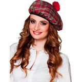 Feesthoed - Rood - Kunststof - Schotse Tartan Ruit