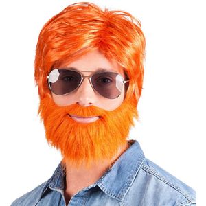 Oranje Pruik Dude Met Baard