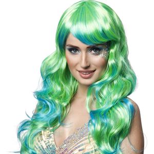 Boland - Pruik Aqua Groen - Golvend - Lang - Vrouwen - Zeemeermin - Fantasy - Zeemeermin