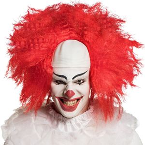 Boland - Pruik Horror clown Rood - Afro - Kort - Mannen - Clown - Halloween en Horror