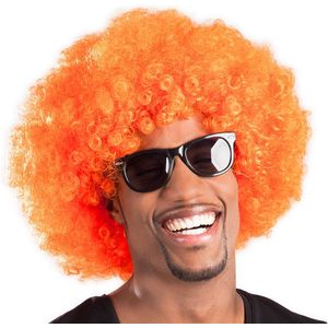 Boland - Pruik Groove oranje Oranje - Afro - Kort - Unisex - Danser/danseres - Koningsdag - Holland - Supporter - Disco
