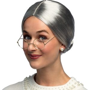Boland - Pruik Granny - Grijs - Kunststof - 26 cm