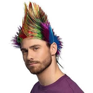 Boland - Pruik Spiky Mike veelkleurig Multi - Hanenkam - Kort - Mannen - -
