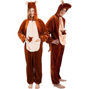 Kangoeroe - Kostuum - Bruin - Polyester - Inclusief Capuchon