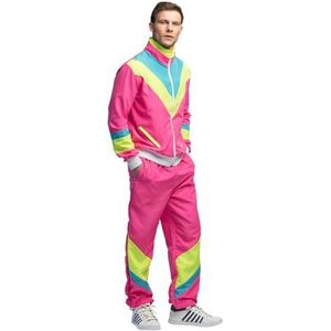 Boland - Trainingspak Retro dude neonroze (M) - Volwassenen - Hippie - 80's & 90's - Disco