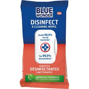 Blue Wonder - Desinfectiereinigerdoekjes - 6x72 Stuks - Plasticvrij