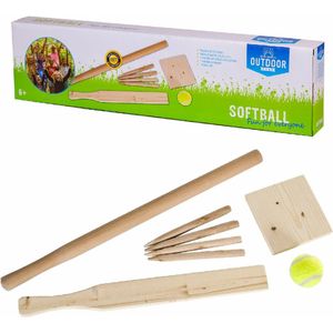Outdoor Play slagbal set - Speelgoed - Knuppel en slagplank - Inclusief thuisplaat - Inclusief tennisbal