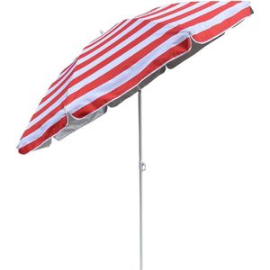 Outdoor Parasol Strepen 180 cm Rood/Wit