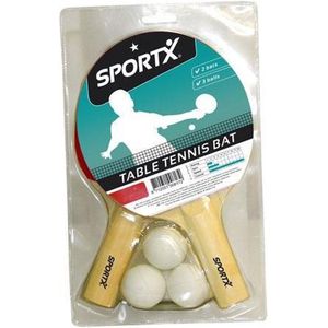 Tafeltennis batjes set inclusief ballen - Ping pong set compleet met 3 ballen - Recreatief buitenspeelgoed