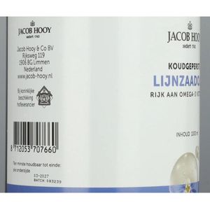 Jacob Hooy Lijnzaad olie inwendig koudgeperst 1 liter