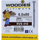 Woodies schroeven 6.0x80 RVS 410 T-30 deeldraad 200 stuks