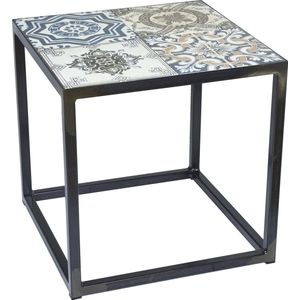 Spinder Design TB406-02-T25 bijzettafel, staal/tegels, smeed, 40 x 40 x 40 cm