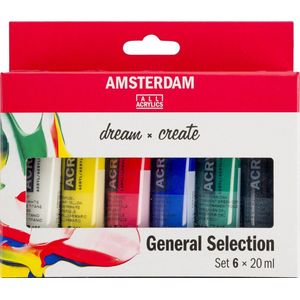 Amsterdam Standard Series acrylverf algemene selectie set | 6 × 20 ml