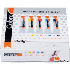 Study primary set 5 kleuren 40 ml tubes watervermengbare olieverf