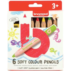 Bruynzeel Kids zachte kleurpotloden set 6