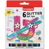 Viltstift brynzeel kids glitter ass | Blister a 6 stuk | 6 stuks