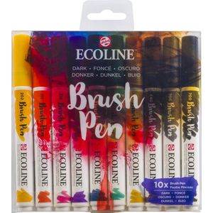 Talens Ecoline Brush Pen - 10 stuks - Donker