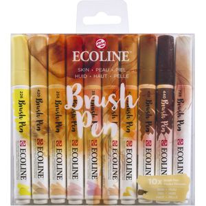 Brushpen talens ecoline huidtinten ass 10st | Blister a 10 stuk | 3 stuks