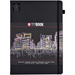 Schetsboek sakura 80 zwarte vellen 210x297mm zwart | 5 stuks