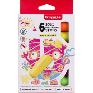 Bruynzeel Plakkaatverf sticks set Neon | 6 kleuren