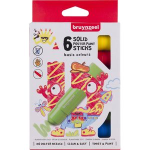 Bruynzeel Plakkaatverf sticks set Basic | 6 kleuren