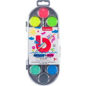 Bruynzeel kids waterverf set van 12 metallic & neon kleuren