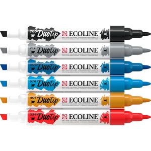Ecoline Duotip Marker Set van 6 - Urban Landscape | Dubbele Viltstiften met Aquarelverf voor Bullet Journal, Handlettering, Kleurboeken & Tekenen