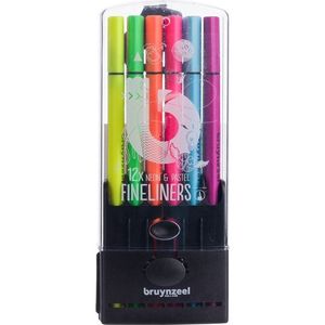 Bruynzeel Fineliner set neon & pastel | 12 kleuren