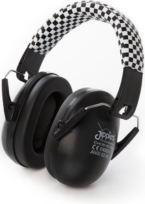 Jippie's Gehoorbeschermer voor kinderen – Zwart geblokt - 5 tot 16 jaar - concentratie - geluid dempen
