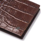 Compacte leren heren portemonnee | Kleine billfold met 4 creditcardvakken, briefgeldvakken en muntgeldvak | Stoere en functionele pasjeshouder voor mannen | RFID-bescherming | Croco - 25581 Chestnut