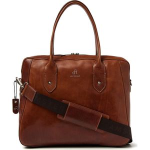 dR Amsterdam Werktas | Zakelijke laptoptas dames | Werktas dames | Aktetassen | Werktas dames shopper | Werktassen dames | Laptop tas | Laptoptassen | Laptoptas 15.6 inch | Milan - 283758 Cognac