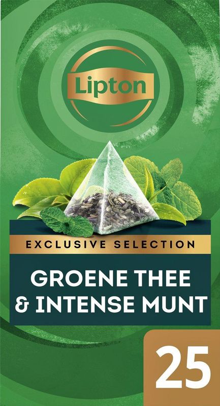 Lipton thee Exclusive Selection, Groene Thee Munt, doos van 25 zakjes