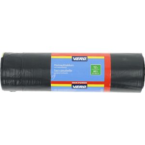 12x Afvalzakken/vuilniszakken met trekband 60 liter - Extra sterke lekvrije trekbandzakken - Gerecycled plastic