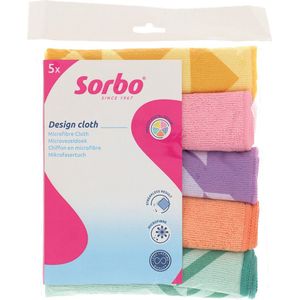 Sorbo Microvezeldoek Pastel Prints - Schoonmaakdoek - 5 Stuks