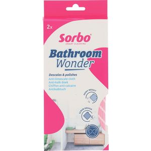Sorbo Bathroom Wonder - Verwijdert Kalk - Microvezel Doek - 2 Stuks