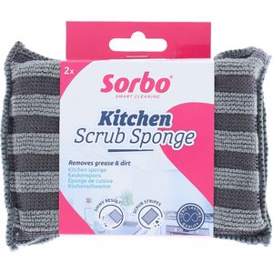 Sorbo Microvezel Scrubspons 2-in-1 Set A 2 Stuks grijs Polyester Sorbo Schoonmaakspons