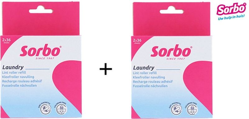 Sorbo Kledingroller- navulling - 2 x 2 stuks - kleefroller