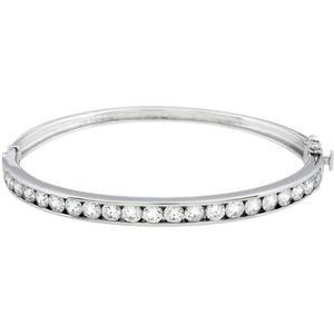 Diamonfire - Zilveren Bangle - Zirkonia in Railzetting - 60 mm