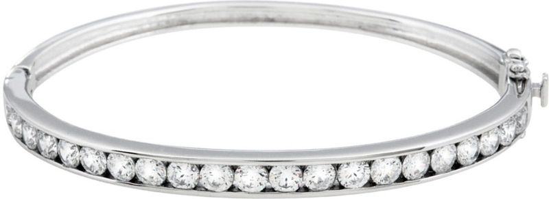 Diamonfire - Zilveren Bangle - Zirkonia in Railzetting - 60 mm